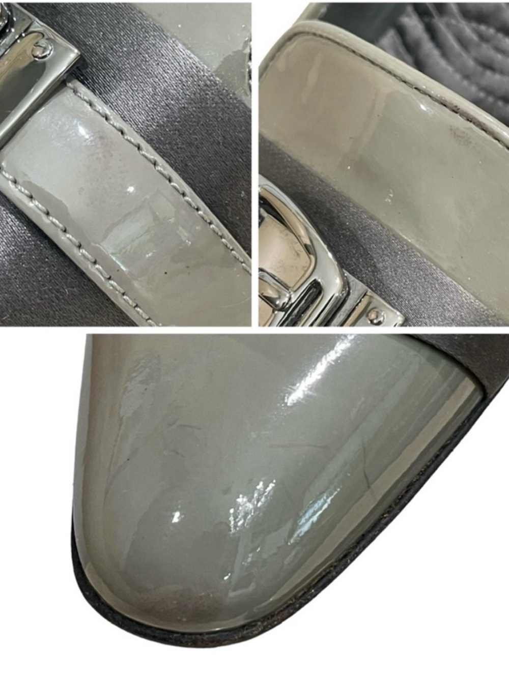 GUCCI Olive Green Gray Patent Leather Buckle Pumps US 10 B - Picture 10 of 14